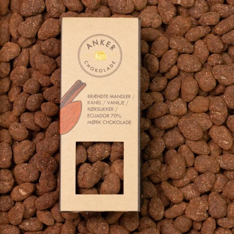 Dragee - Brændte mandler, kanel, vanilje, rørsukker & Ecuador 70% mørk chokolade