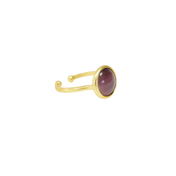 Ring - Purple Cat Eye forgyldt