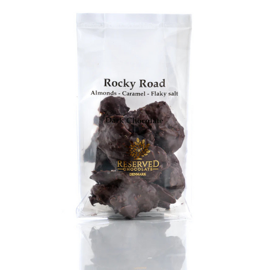 Rocky Road - Mørk chokolade med mandelflager, karamel & flage salt