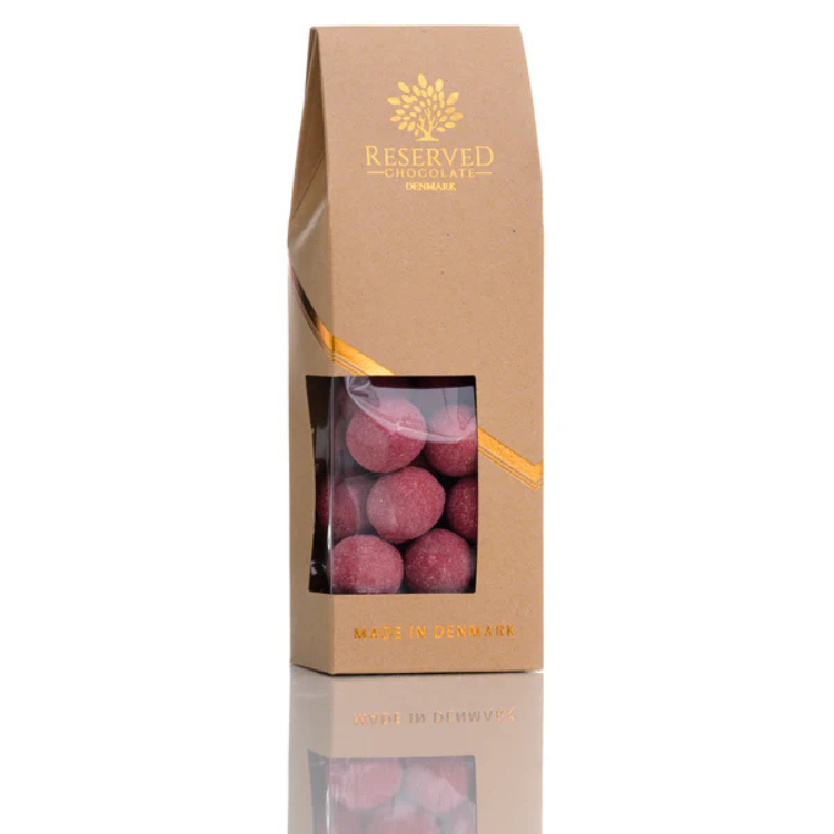 Lakrids med Hvid chokolade & hindbær- og rabarber pulver