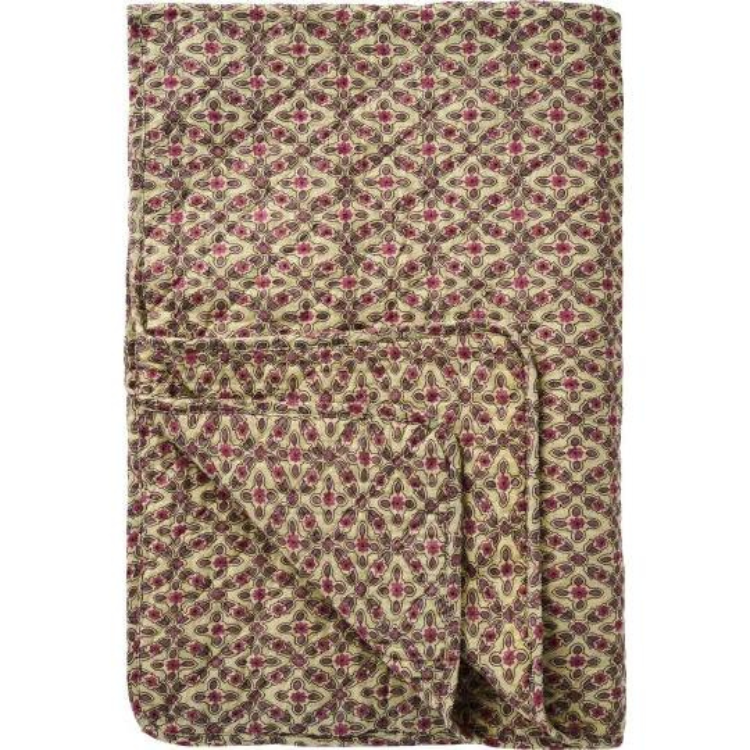 Quilt m/hindbærfarvet og lilla rudemønster