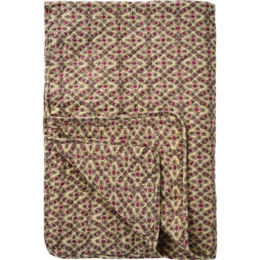 Quilt m/hindbærfarvet og lilla rudemønster