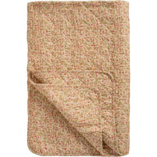 Quilt m/røde, grønne og orange blomsterranker