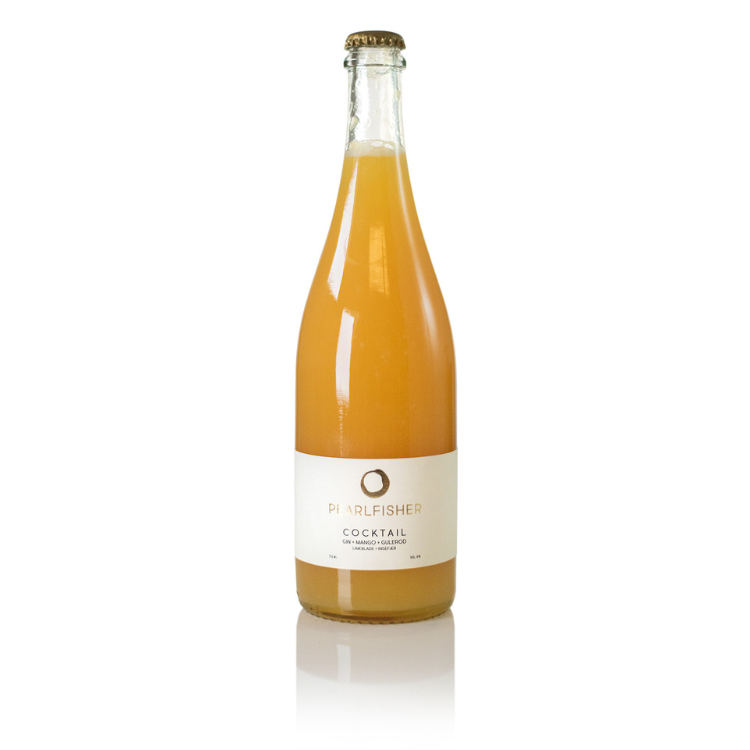 Pearlfisher Cocktail med Gin, Mango,  Gulerod, Limeblade & Ingefær